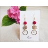 Boucles d'oreilles doré en ivoire végétal rose Boucles d'oreilles doré en ivoire végétal rose