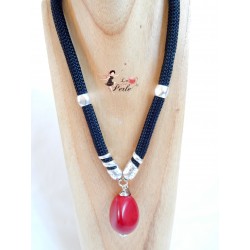 Collier Elegant rouge, graine de tagua