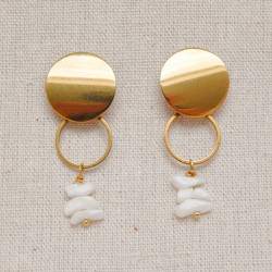 Boucles d'oreilles en acier inoxydable et nacre