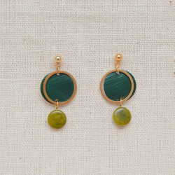 Boucles d'oreilles dorées en graine de tagua et acier inoxydable