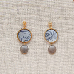 Boucles d'oreilles dorées en graine de tagua et acier inoxydable