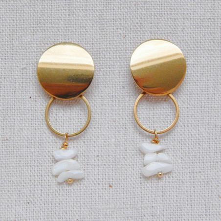 Boucles d'oreilles en acier inoxydable et nacre