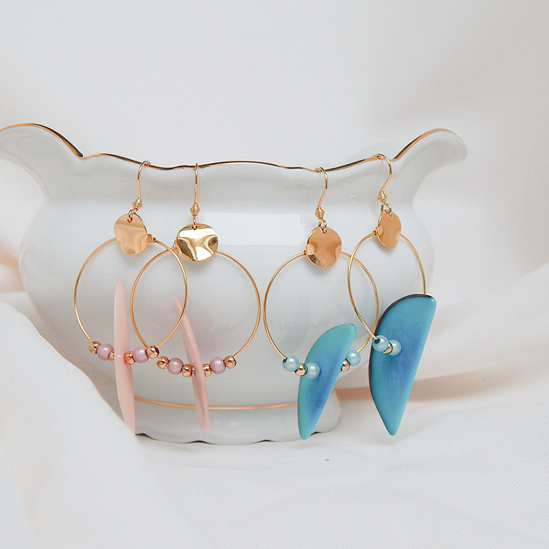 boucles d'oreilles bordeaux, Danelia, ivoire végétal