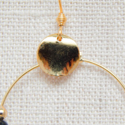 Boucles d'oreilles dorées en ivoire végétal grises et noires