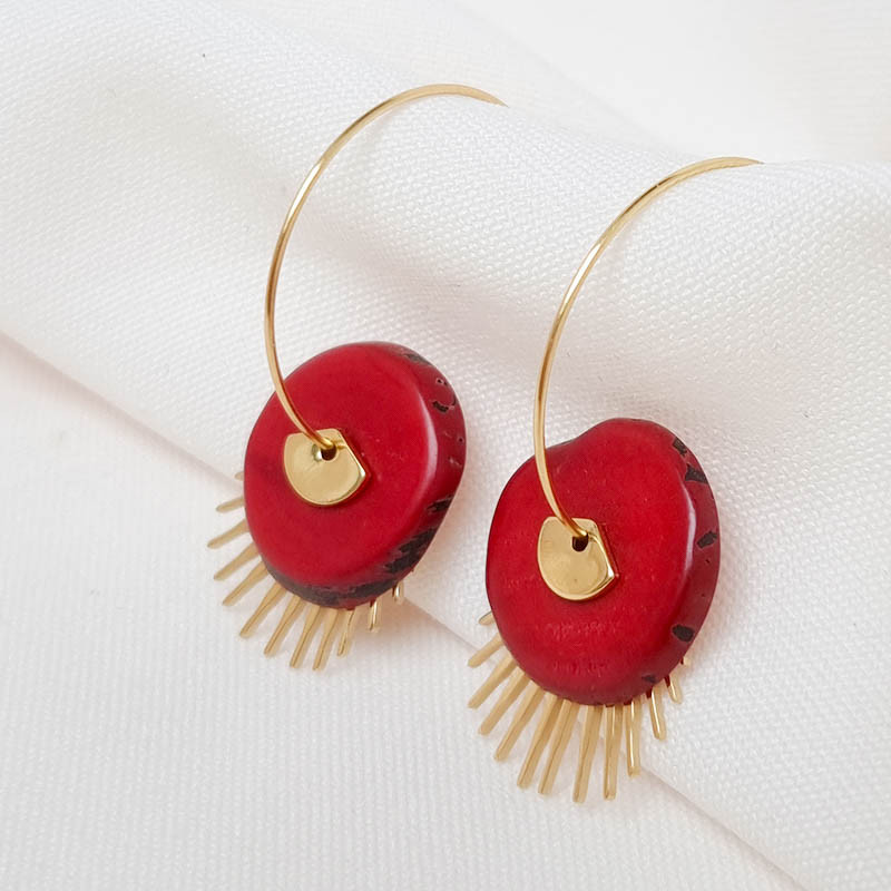 Boucles d'oreilles acier inoxydable et graine