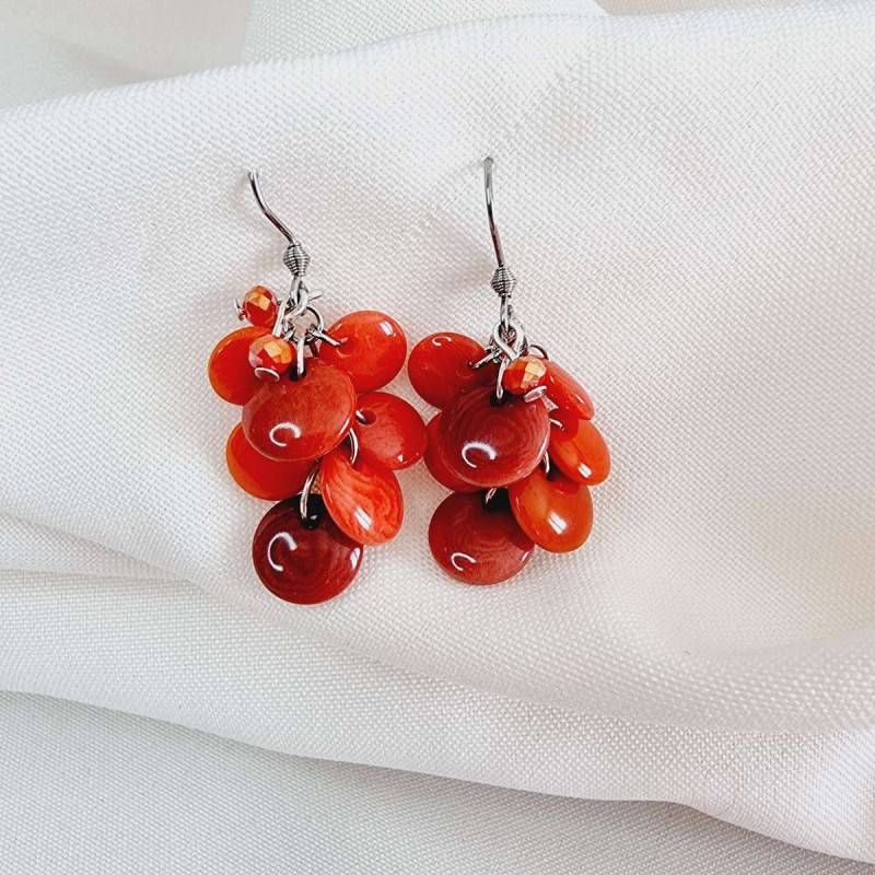 Boucles d'oreilles grappe en ivoire végétal