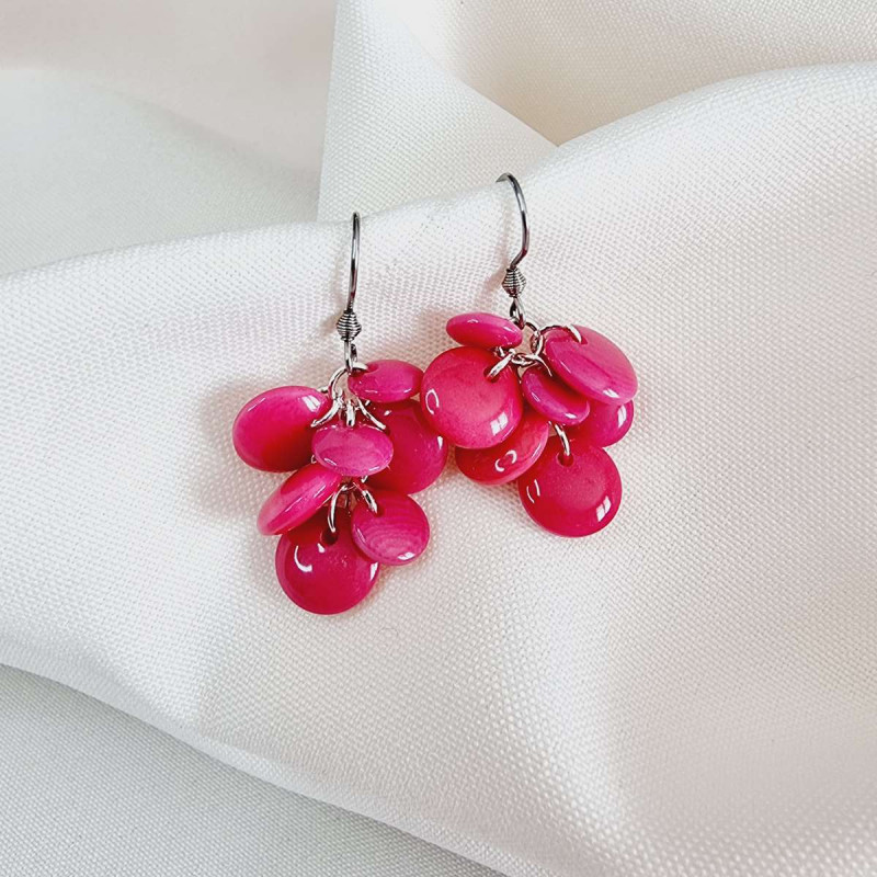 Boucles d'oreilles grappe en ivoire végétal