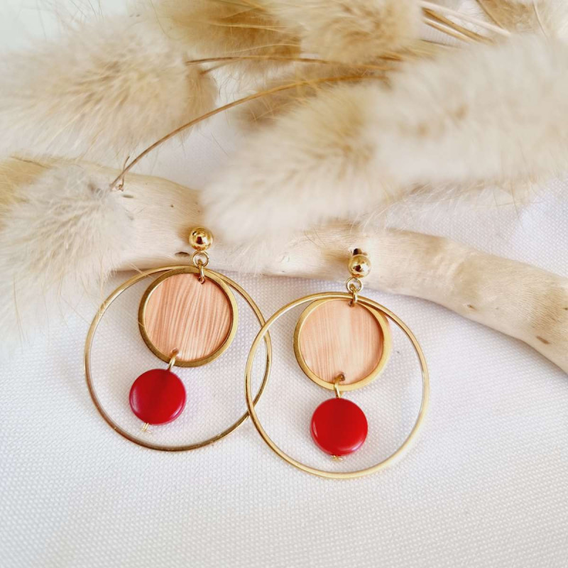 Boucles d'oreilles Nes Tagua et acier inoxydable