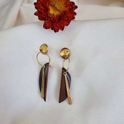 Boucles d'oreilles Meryl en ivoire végétal et acier inoxydable