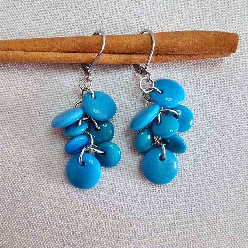 Boucles d'oreilles grappe en ivoire végétal