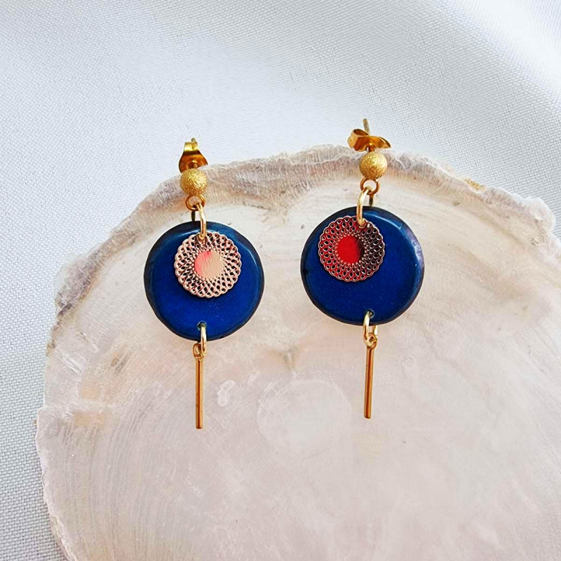 Boucles d'oreilles Livia en acier inoxydable et graine de bombona