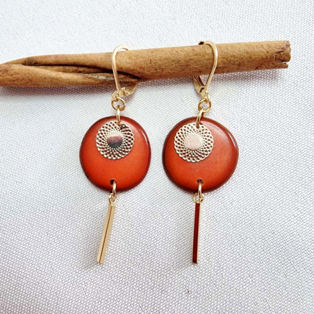 Boucles d'oreilles Livia en acier inoxydable et graine de bombona