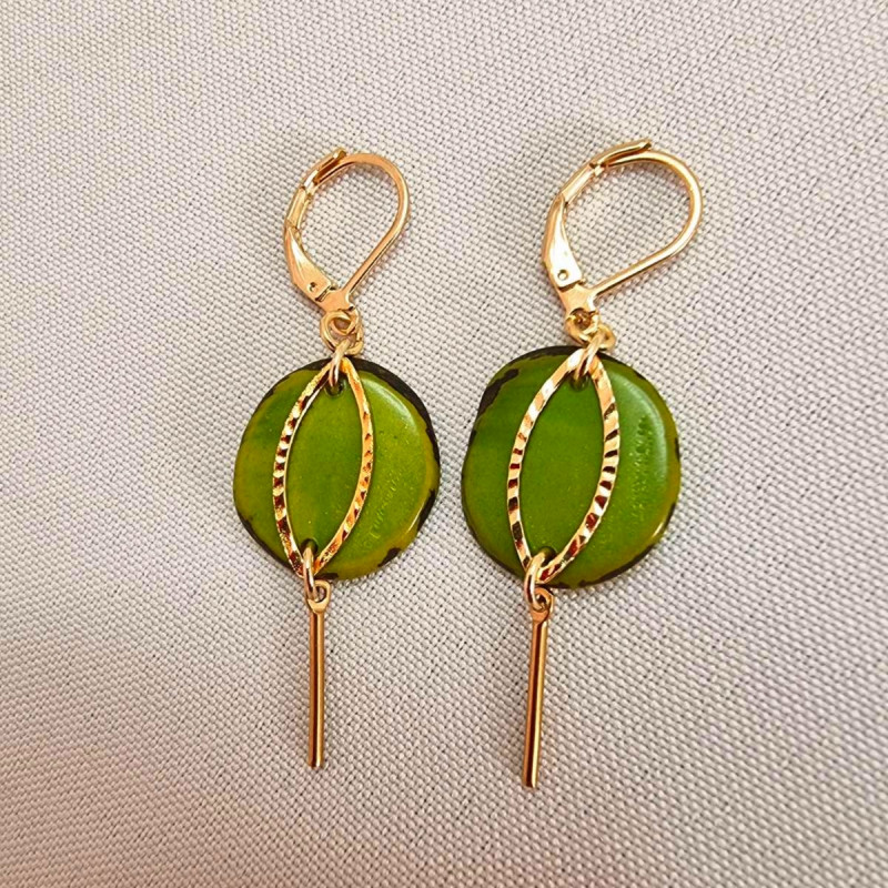 Boucles d'oreilles Livia en acier inoxydable et graine de bombona