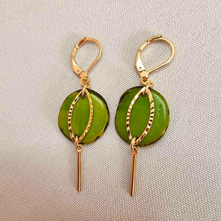 Boucles d'oreilles Livia en acier inoxydable et graine de bombona