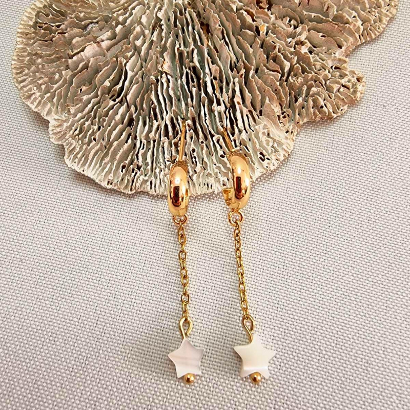 Boucles d'oreilles en nacre et acier inoxydable doré