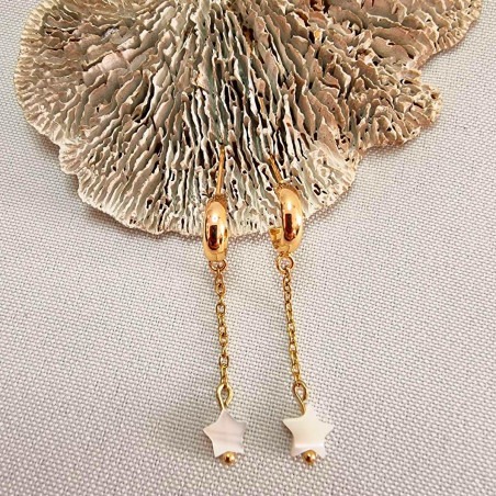 Boucles d'oreilles en nacre et acier inoxydable doré