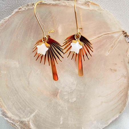 Boucles d'oreilles en nacre et acier inoxydable doré