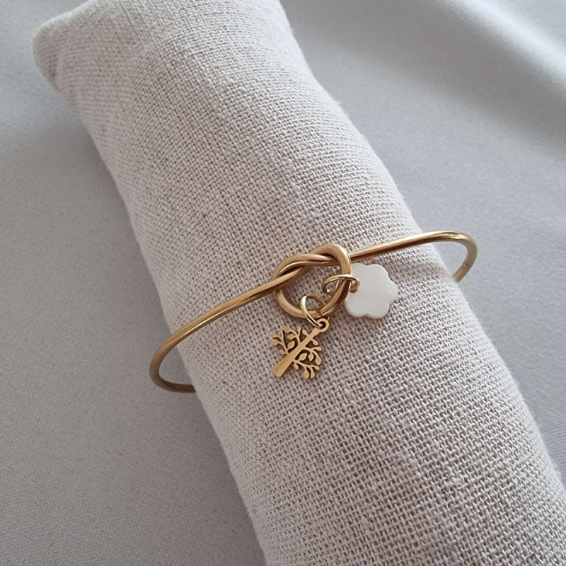 Bracelet réglable en acier inoxydable doré et perles d'eau douce