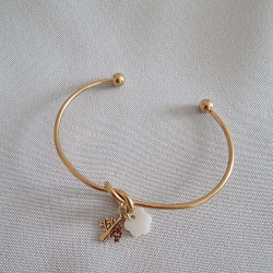 Bracelet réglable en acier inoxydable doré et perles d'eau douce