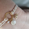 Bracelet réglable composé de breloques en tagua, acier inoxydable et nacre