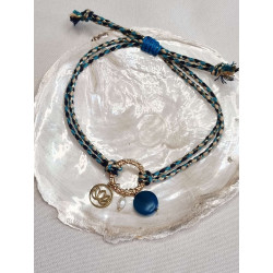 Bracelet réglable composé de breloques en tagua, acier inoxydable et nacre