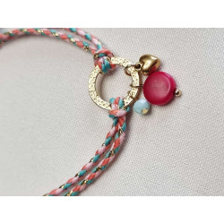 Bracelet réglable composé de breloques en tagua, acier inoxydable