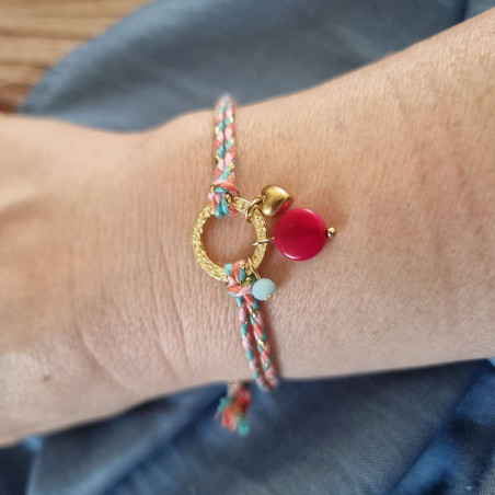 Bracelet réglable composé de breloques en tagua, acier inoxydable