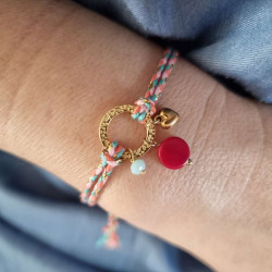 Bracelet réglable composé de breloques en tagua, acier inoxydable