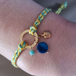 Bracelet réglable composé de breloques en tagua, acier inoxydable