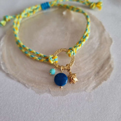 Bracelet réglable composé de breloques en tagua, acier inoxydable