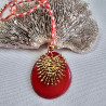 Collier avec son pendentif en tranche de graine de tagua, montée sur un cordon tressé en coton
