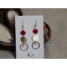 Boucles d'oreilles doré en ivoire végétal rose Boucles d'oreilles doré en ivoire végétal rose